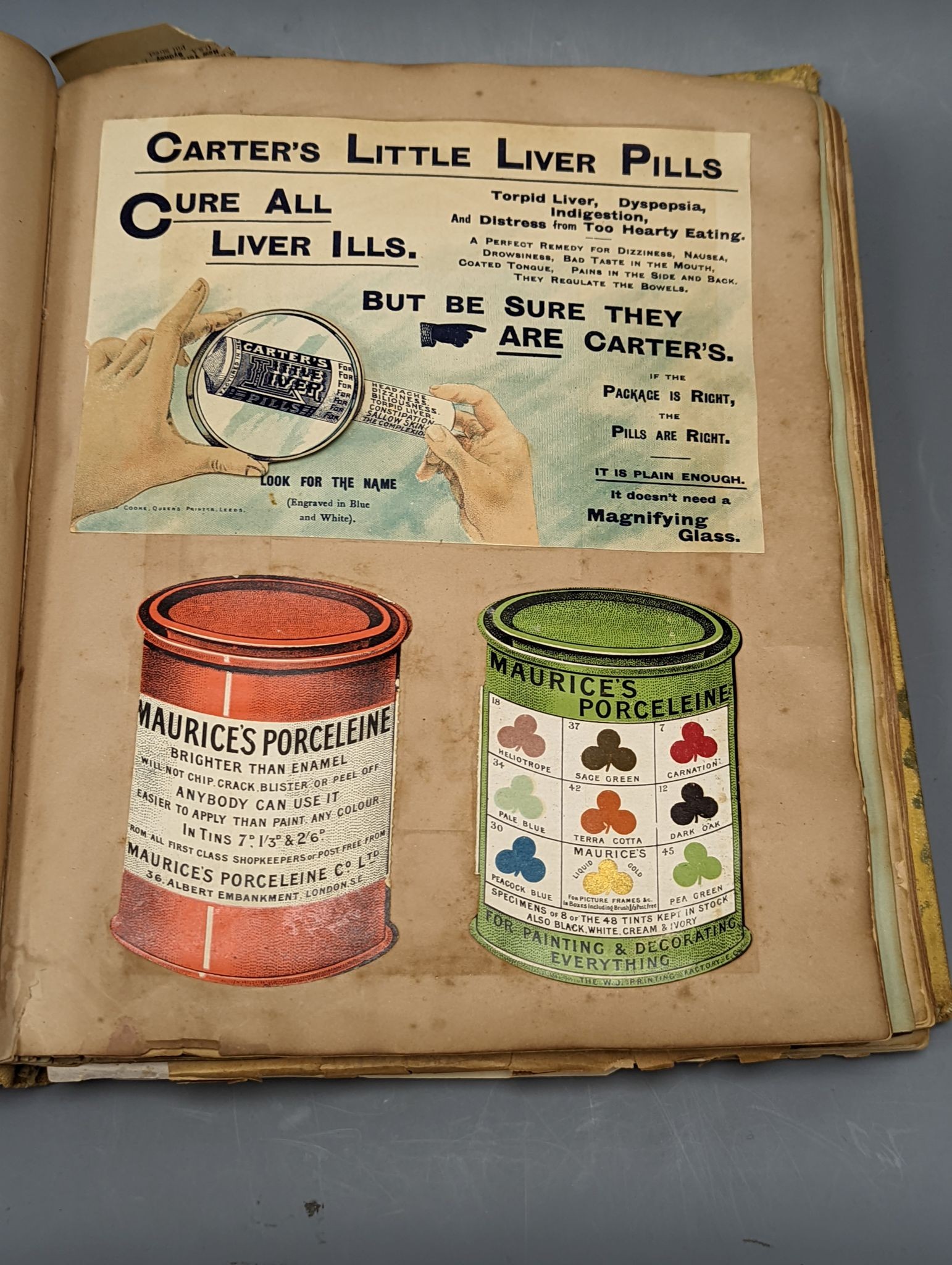 Album containing an extensive collection of chrome-lithographic advertising material